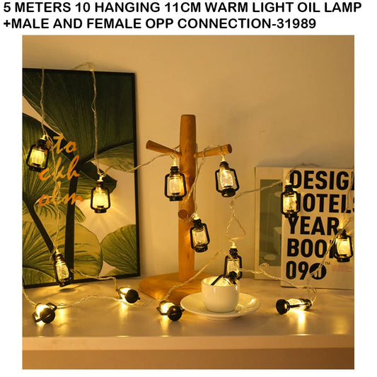 5M Hanging Ramadan Oil Lamp String Light (10 Lamps)