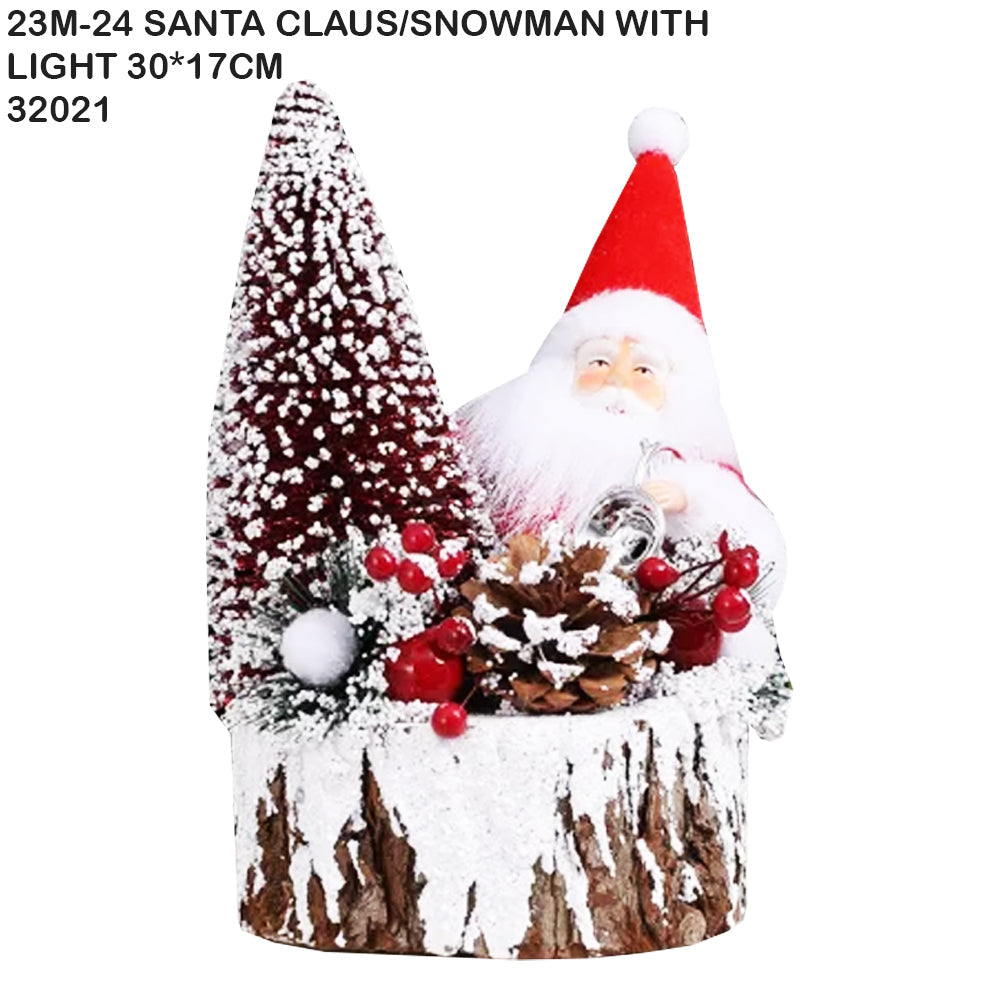 Santa Claus/Snowman Scene with LED Light 30×17cm