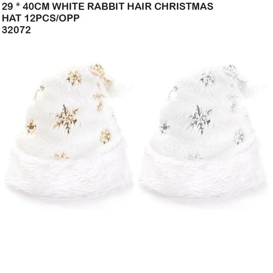 29×40cm White Rabbit Hair Christmas Hat