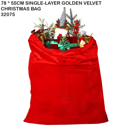 78×55cm Single-Layer Golden Velvet Christmas Bag