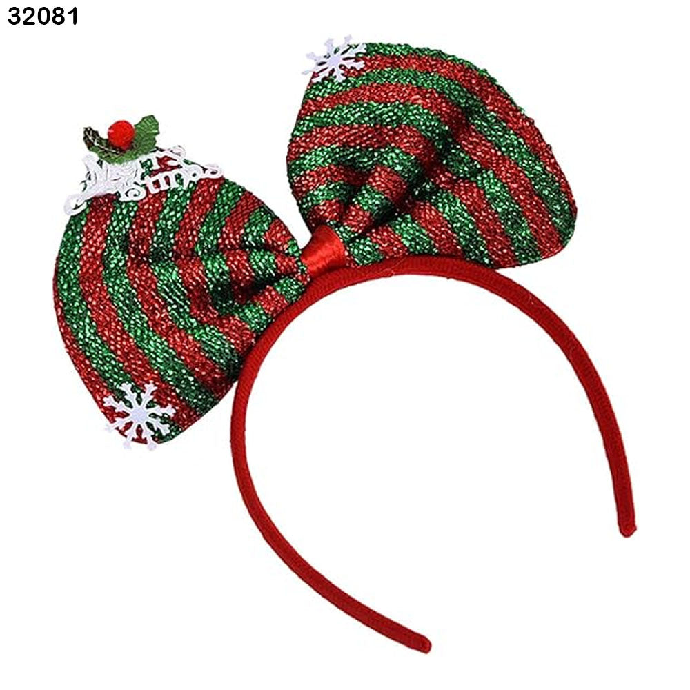 Striped Bow Christmas Headband