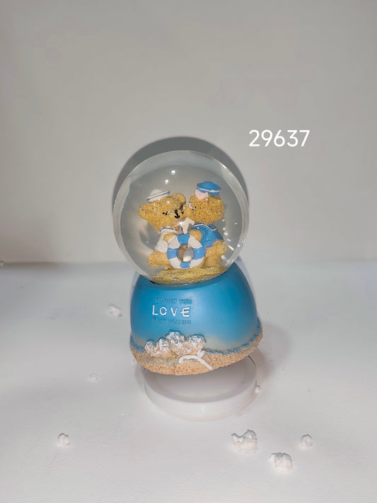 Teddy Bear Love Snow Globe – Blue