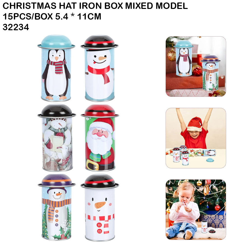 Christmas Hat Iron Box Mixed Model (15pcs/Box 5.4×11cm)