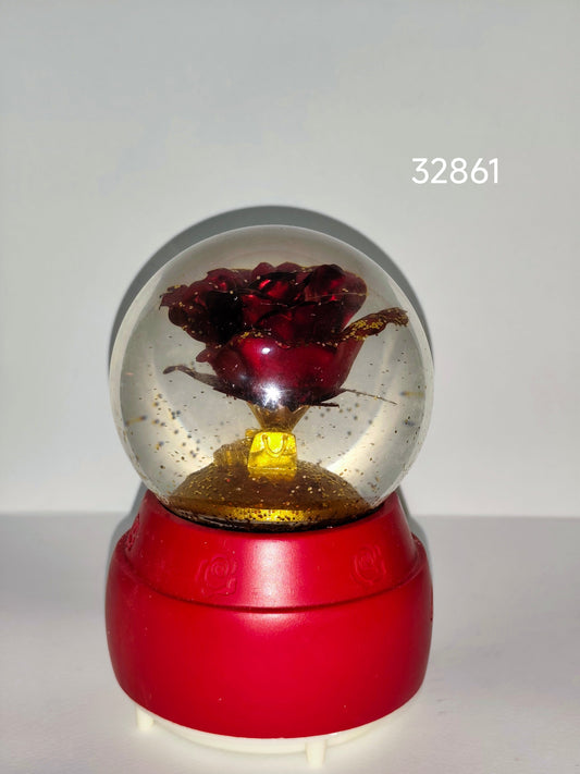 Red Rose Snow Globe Music Box