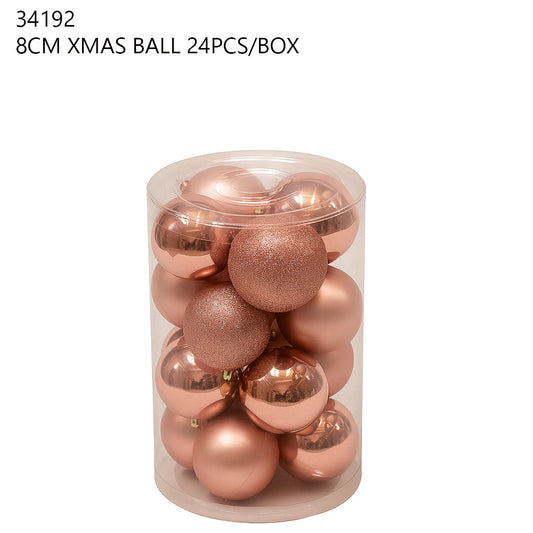 8 cm Rose Gold Christmas Ball Set (24 pcs)