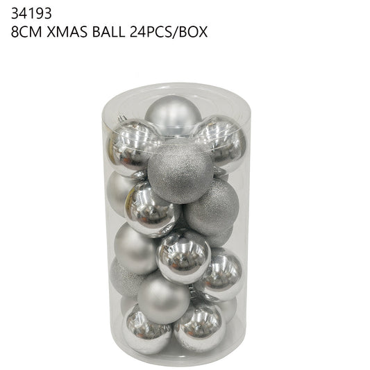 8 cm Silver Christmas Ball Set (24 pcs)