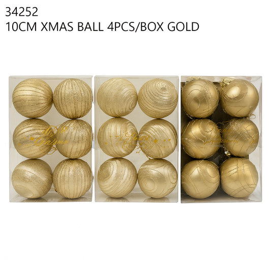 10cm Gold Christmas Balls (4pcs/Box)