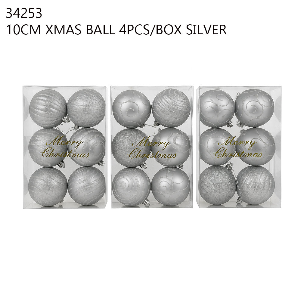 Silver Christmas Balls (4pcs/Box)