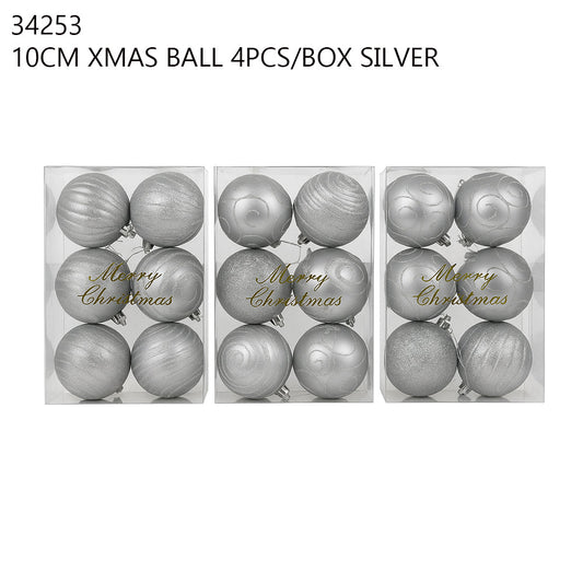 Silver Christmas Balls (4pcs/Box)