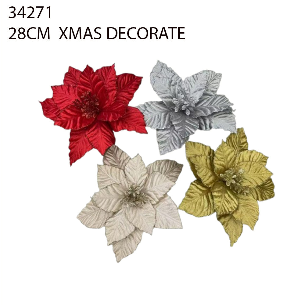 Metallic Poinsettia Flower 28cm