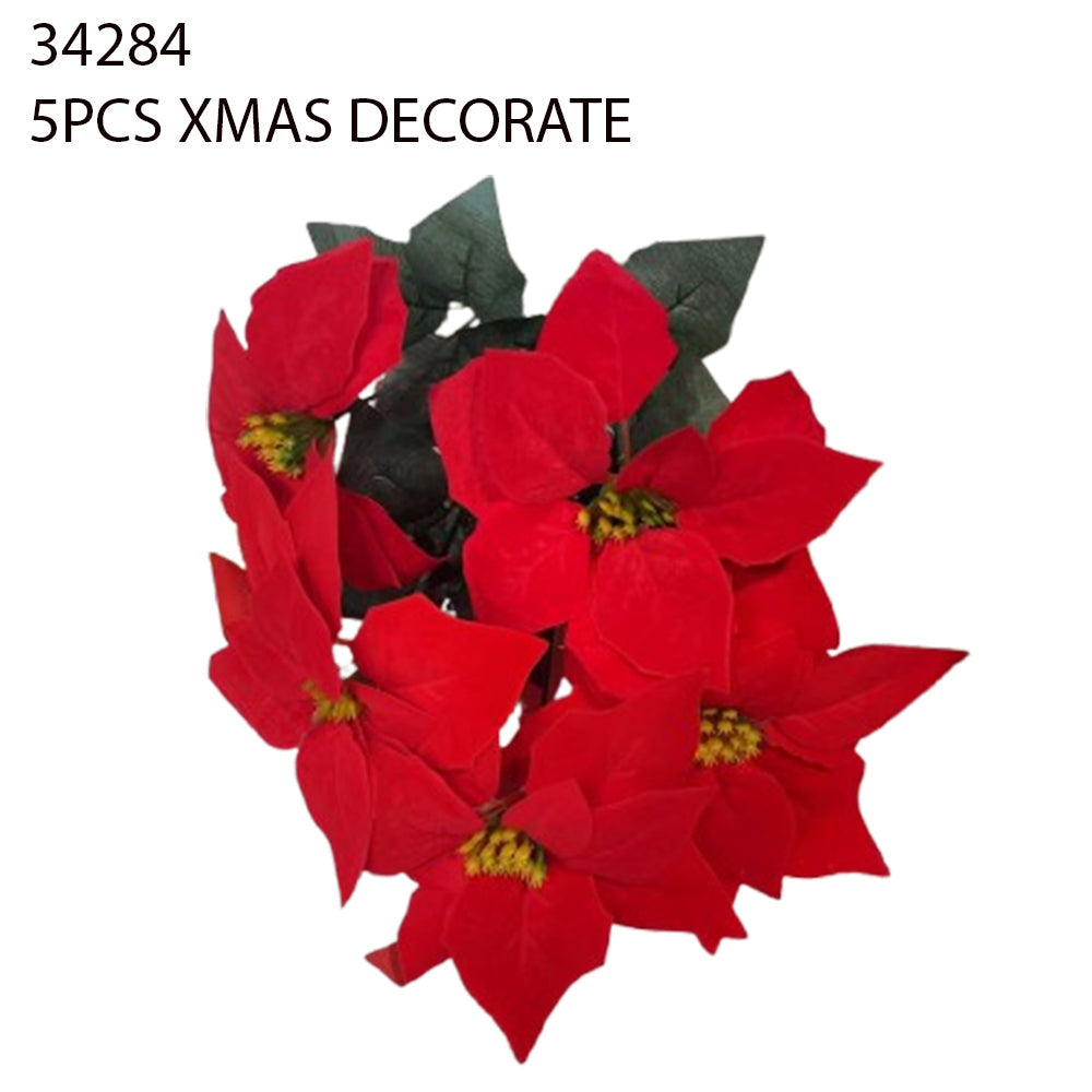 Poinsettia Flowers Set – 5 Pcs