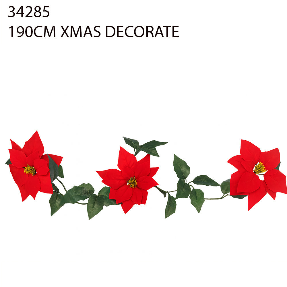 Poinsettia Garland 190cm – Red