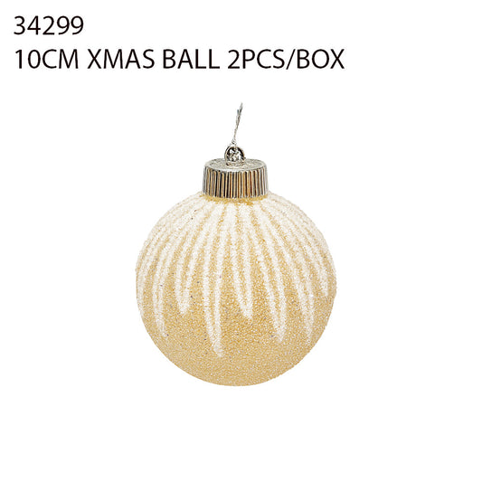 10CM Christmas Ball – White Drip Design (2pcs/Box)