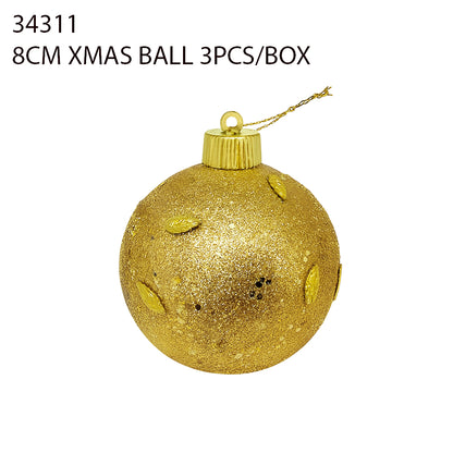 10CM Xmas Ball 2PCS/Box – Gold Glitter Dots