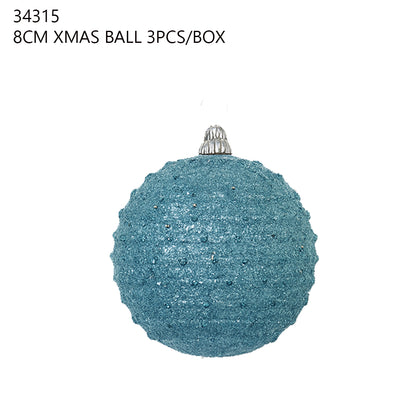 10CM Xmas Ball 2PCS/Box – Blue Glitter Texture