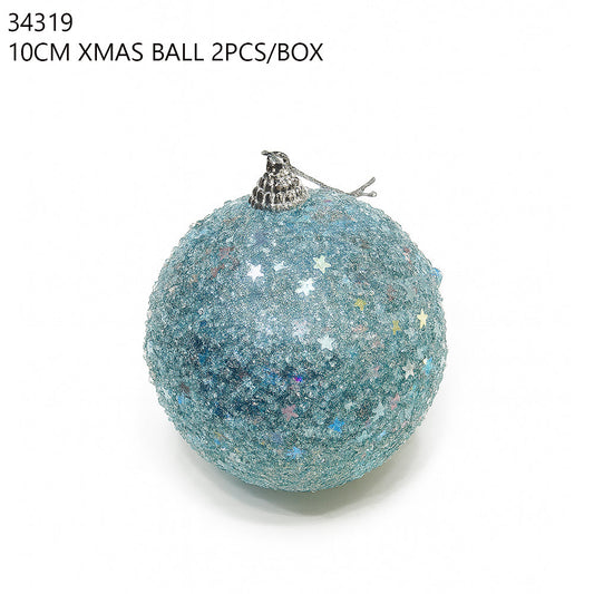 10CM Christmas Ball 2PCS/Box – Blue Star Pattern