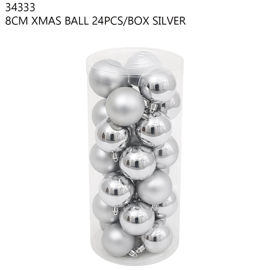8CM Christmas Ball 24PCS/Box – Silver