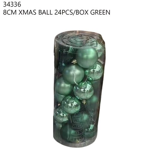8CM Christmas Ball 24PCS/Box – Green
