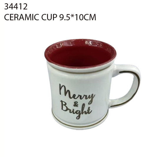 Ceramic Christmas Mug “Merry & Bright” – 9.5×10cm