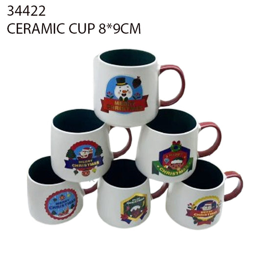 Ceramic Christmas Mug – Assorted Badge Prints – 8×9cm