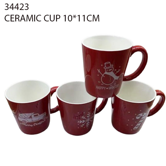 Ceramic Christmas Mug – Red Series – 10×11cm