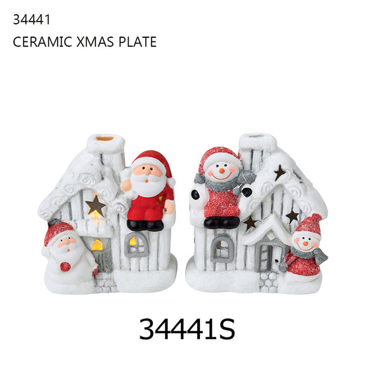 Ceramic Christmas House with Santa