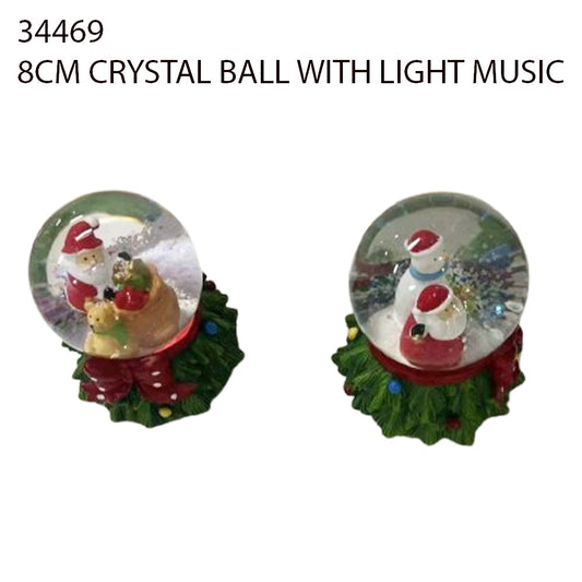 8cm Crystal Ball with Light & Music – Christmas Snow Globe