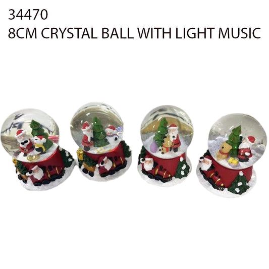 8cm Crystal Ball with Light & Music – Christmas Train Base