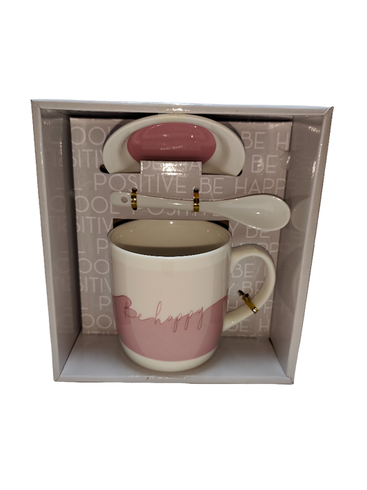 Be Happy Ceramic Mug Set