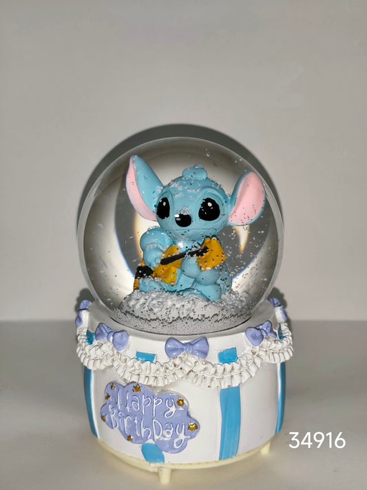 Stitch Happy Birthday Snow Globe Music Box