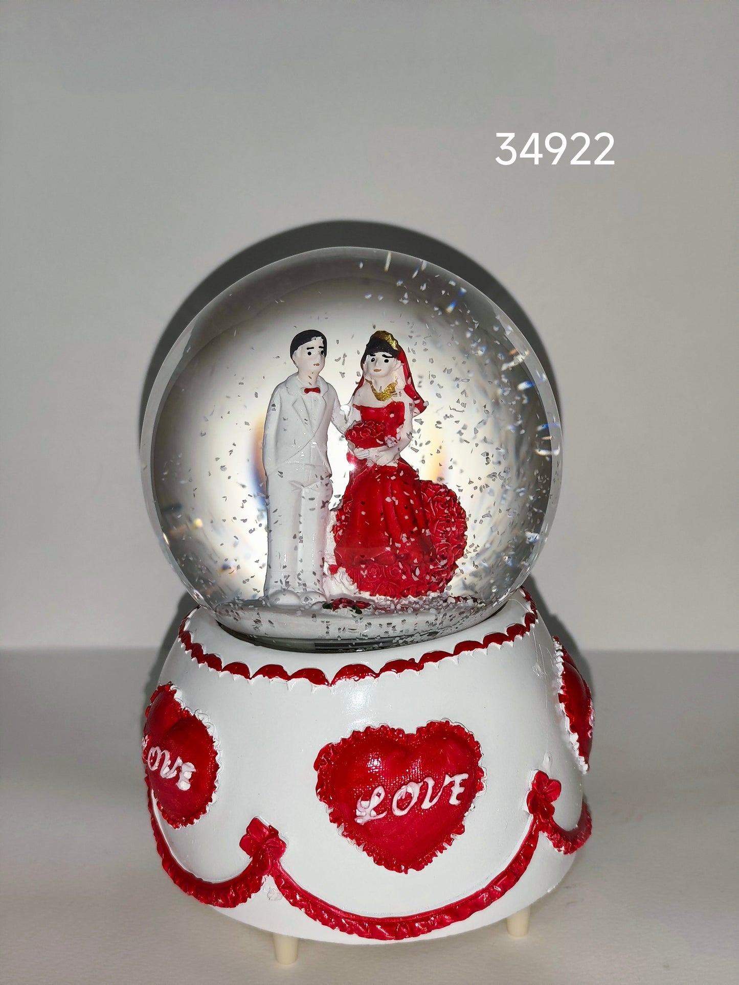 Wedding Couple Love Snow Globe Music Box