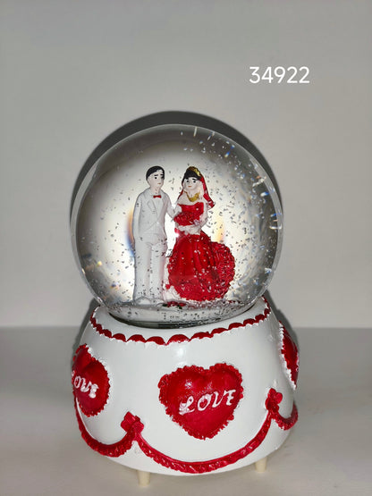 Wedding Couple Love Snow Globe Music Box