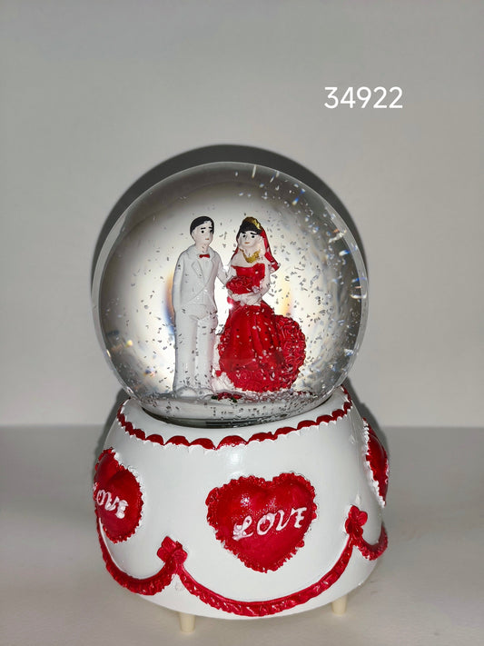 Wedding Couple Love Snow Globe Music Box