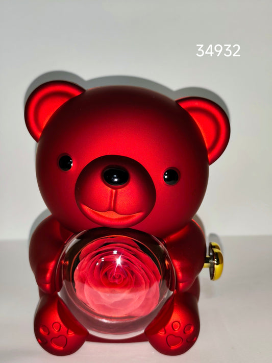 Red Teddy Bear Rose Hidden Jewelry Surprise