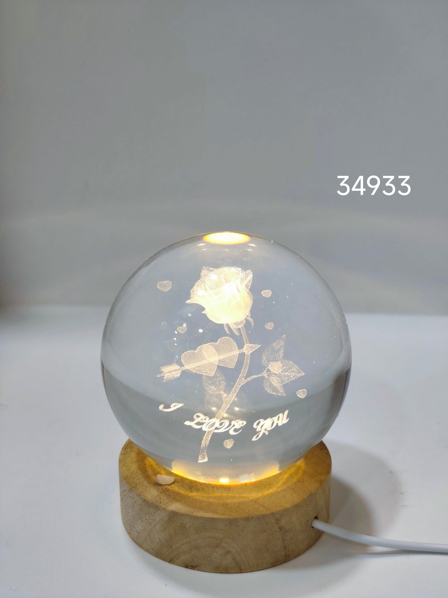 LED Rose “Love You” Glass Globe Lamp