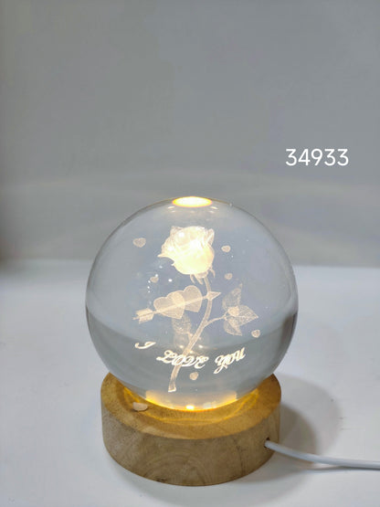 LED Rose “Love You” Glass Globe Lamp