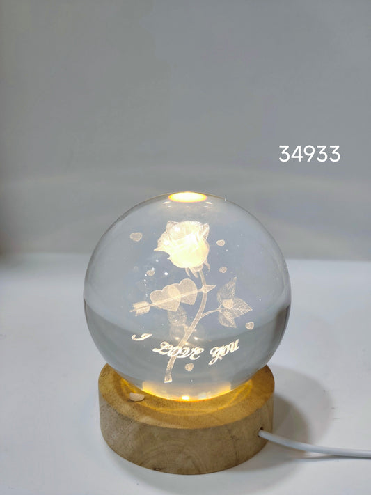 LED Rose “Love You” Glass Globe Lamp