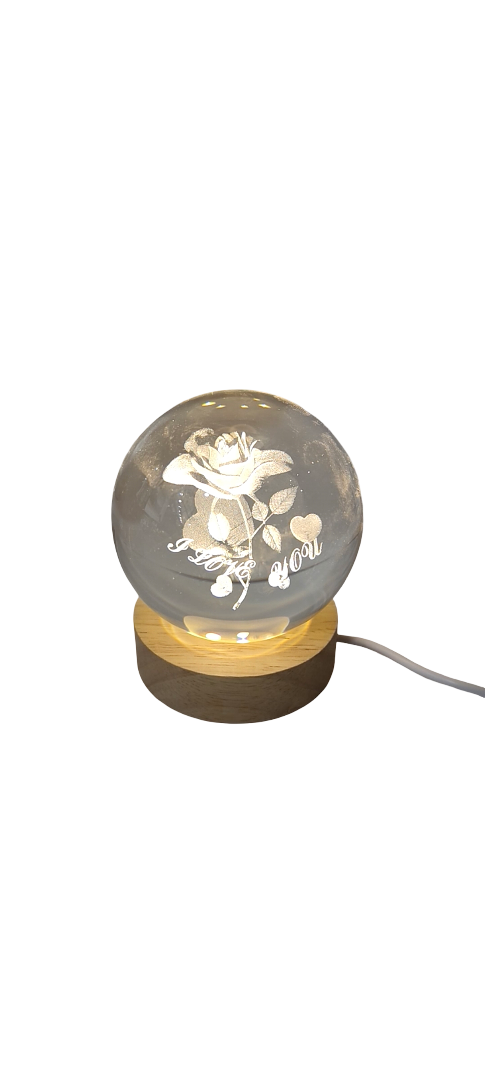 Love Rose Crystal Ball Night Light – LED Base
