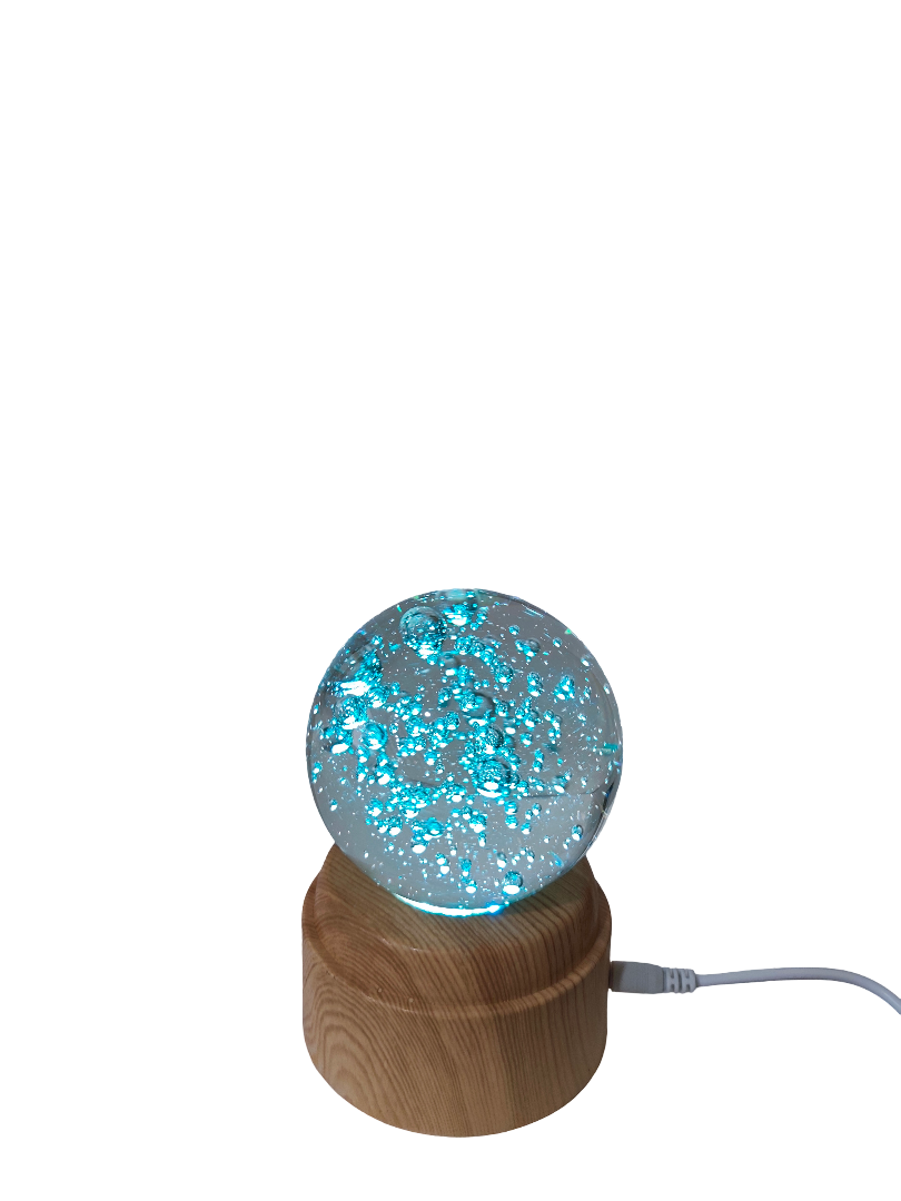 Blue Galaxy Crystal Ball Night Light – USB Base