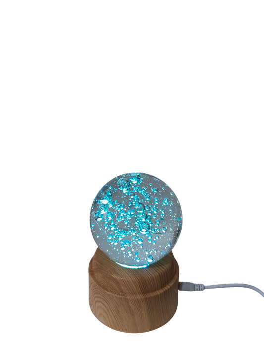 Blue Galaxy Crystal Ball Night Light – USB Base