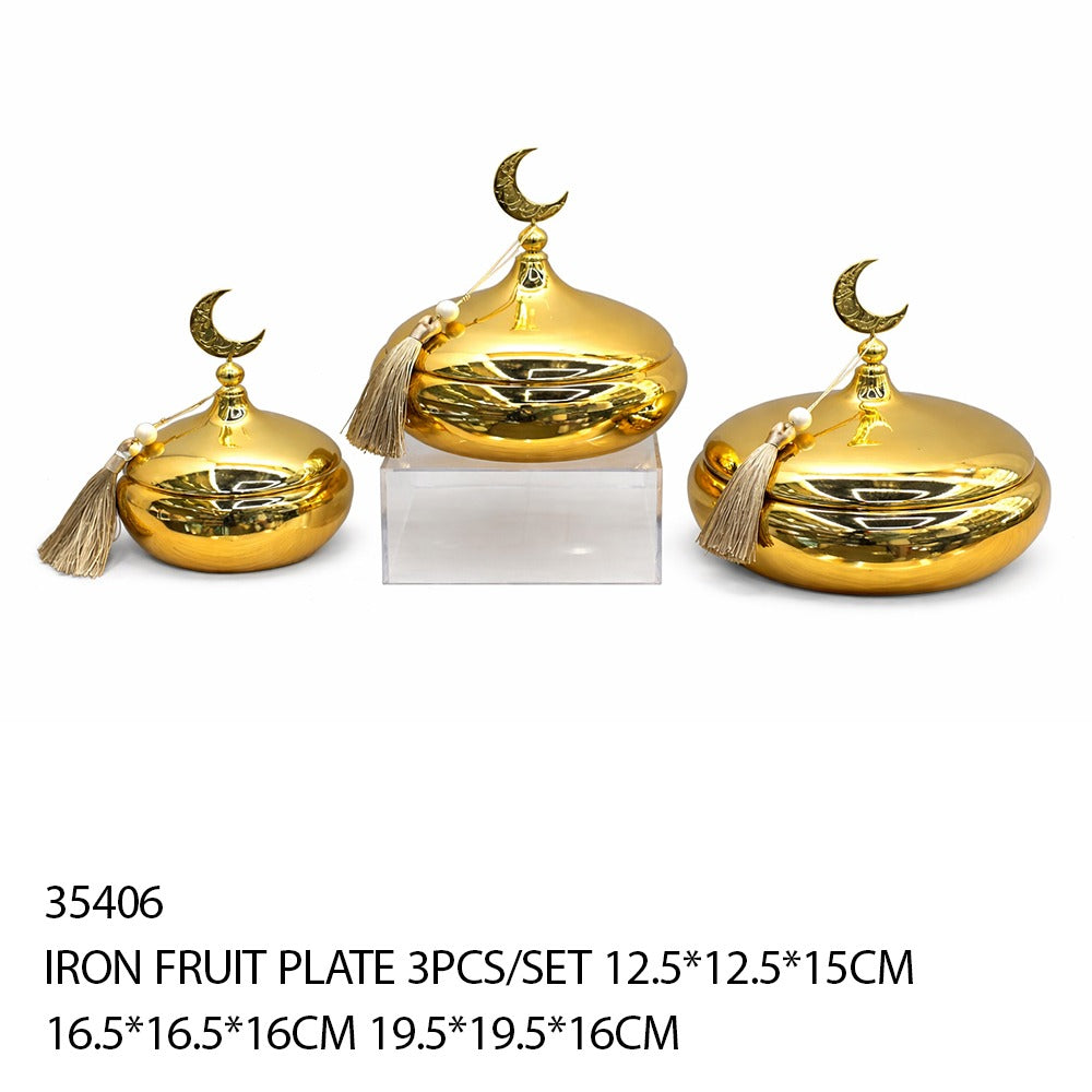 Iron Fruit Plate Set Gold 3pcs