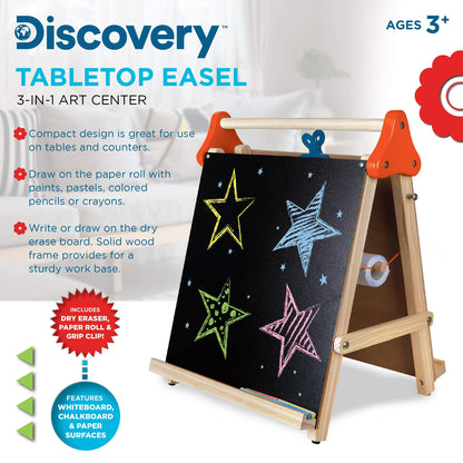 discovery kids tabletop easel 3 in 1 board