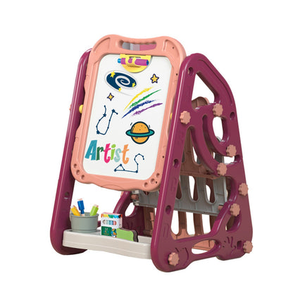 Early Learning Foldable Double Sided Magnetic Artist Doodle Table Children Drawing Board Bookshelf