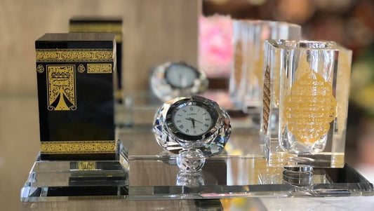 Crystal Islamic Desk Clock Set