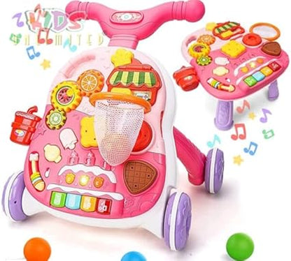 2-in-1 Walker & Active Table – Pink