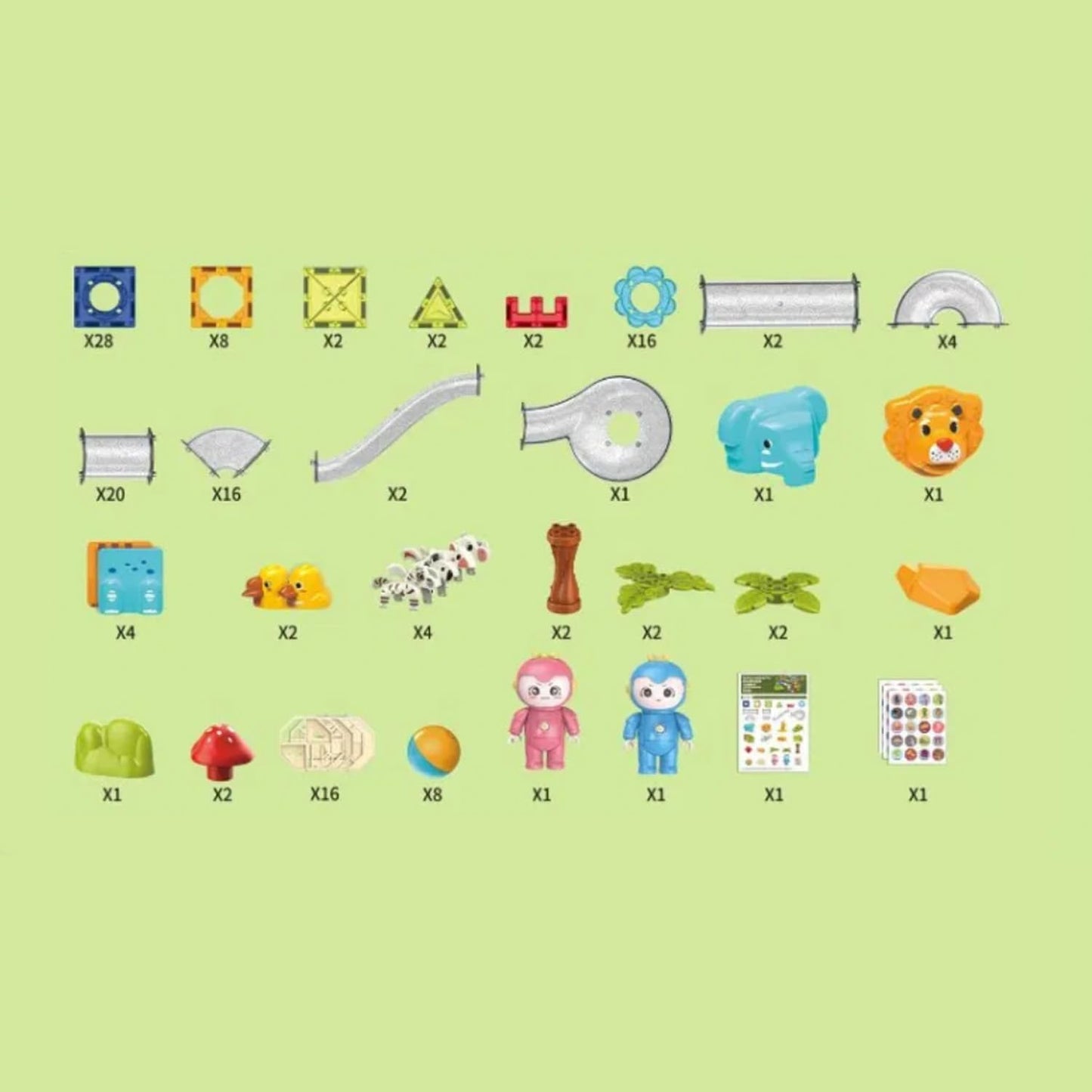 Magic Magnetic Blocks Animal Marble Run – 151 PCS