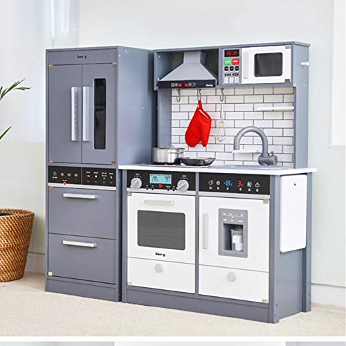 Grey or White Modern – Children's Kitchen with Accessories, Wooden Kitchen Toy for Children