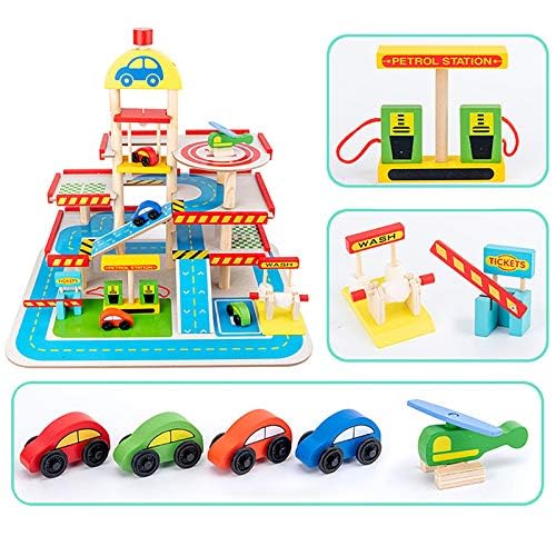 wooden car parking set