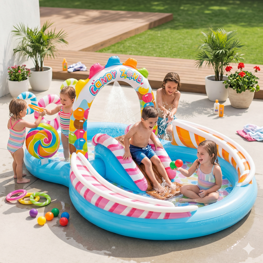 candy fun inflatable play center with slide