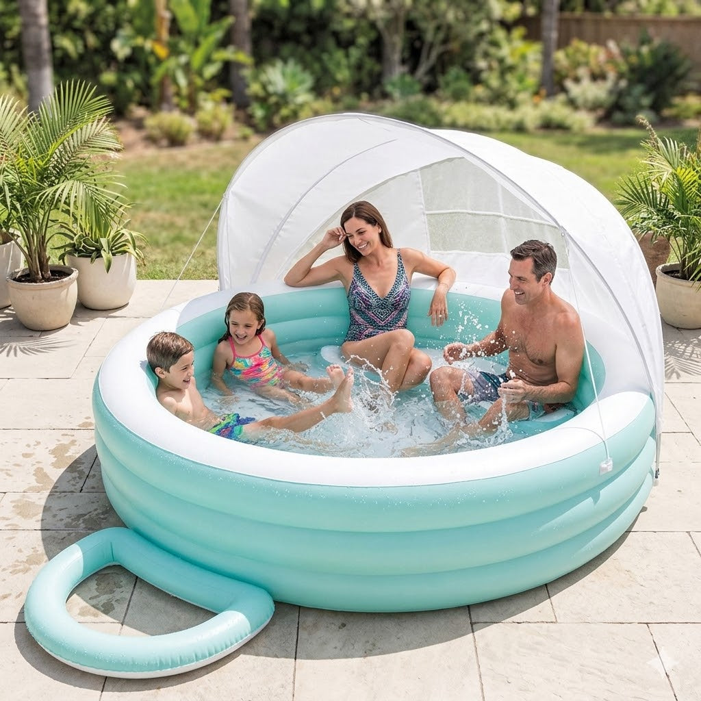 Round Inflatable Family Lounge Blue Pool
